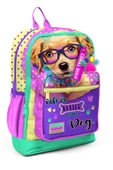 Coral High Dört Bölmeli Sarı Pembe Sevimli Köpek Desenli İlkokul Sırt  - Kız ve Erkek Çocuk thumbnail 1