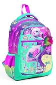 Coral High Pembe Su Yeşili Flamingo Desenli Kız Çocuk İlkokul Çantası ve Günlük Sırt Çantası - 1