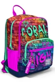 Coral High Dört Bölmeli Pembe Lacivert Grafiti Ortaokul Çantası - Kız Çocuk thumbnail 1