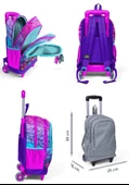 Coral High Işıklı Tekerlekli Pembe Mor Kaplumbağa Çekçek Okul Çantası - Kız Çocuk thumbnail 2