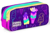Coral High Mor Pembe Dondurma İki Bölmeli Kalem Çantası - Kız Çocuk - 1