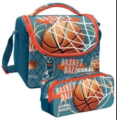 Coral High Nefti Turuncu Basketbol Desenli Erkek Çocuk Isı Yalıtımlı Beslenme Çantası ve Kalemlik Seti thumbnail 1