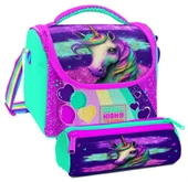 Coral High Pembe Su Yeşili Unicorn Desenli Kız Çocuk Isı Yalıtımlı Beslenme Çantası ve Kalemlik Seti thumbnail 1