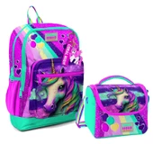 Coral High Dört Bölmeli Kız Çocuk Okul Sırt Çantası ve Beslenme Seti - Pembe Su Yeşili Unicorn thumbnail 1