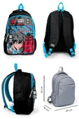 Coral High Üç Gözlü İlkokul ve Ortaokul Çanta Seti - Erkek Çocuk - Siyah Mavi Anime Desenli thumbnail 2