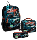 Coral High Erkek Çocuk Üçlü İlkokul Okul Çanta Seti - Siyah Nefti Yarış Arabası thumbnail 1