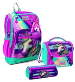 Coral High Kız Çocuk Üçlü İlkokul Okul Çanta Seti - Pembe Su Yeşili Unicorn thumbnail 1