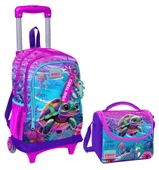 Coral High Pembe Mor Kaplumbağa Işıklı Tekerlekli Okul Çantası ve Beslenme Seti - Kız Çocuk thumbnail 1