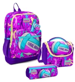 Coral High Kız Çocuk Üçlü İlkokul Okul Çanta Seti - Pembe Mor Voleybol thumbnail 1