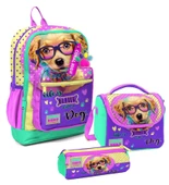 Coral High Kız Çocuk Üçlü İlkokul Okul Çanta Seti - Sarı Pembe Sevimli Köpek thumbnail 1