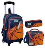 Coral High Turuncu Lacivert Basketbol Üçlü Çekçek Işıklı Tekerlekli Çanta Seti - Erkek Çocuk thumbnail 1