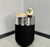 ELEGANT Dekoratif Krom Darbuka Siyah Sehpa 60cm - 1