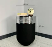 ELEGANT Dekoratif Krom Darbuka Siyah Sehpa 60cm - 3