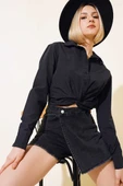 Bel Lastikli Gömlek Siyah - 1
