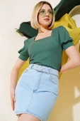 Kare Yaka Bluz Zümrüt thumbnail 1