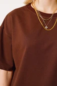 Oversize Basic T-shirt Kahve - 3