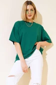 Oversize Basic T-shirt Zümrüt - 2