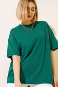 Oversize Basic T-shirt Zümrüt - 1