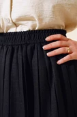 Bel Lastikli Pileli Etek Siyah - 4