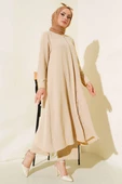 Gizli Düğmeli Salaş İkili Takım Bej thumbnail 1
