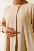 Gizli Düğmeli Salaş İkili Takım Bej thumbnail 4