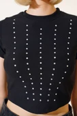 Taş Süslemeli Kaşkorse Bluz Siyah thumbnail 4