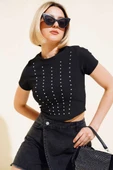 Taş Süslemeli Kaşkorse Bluz Siyah thumbnail 1