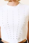 Taş Süslemeli Kaşkorse Bluz Beyaz thumbnail 4