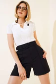 Çımalı Kemerli Şort Siyah thumbnail 2