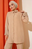 Kolları Taşlı Keten İkili Takım Latte thumbnail 2