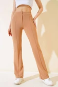 İspanyol Paça Çımalı Pantolon Latte thumbnail 2
