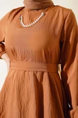 Dökümlü Kat Kat Elbise Camel thumbnail 4