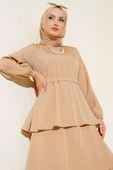 Dökümlü Kat Kat Elbise Latte thumbnail 2
