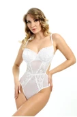 Sistina Bayan Beyaz Dantelli Bodysuit Gecelik 887B thumbnail 5