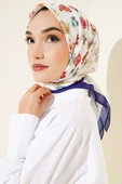 Çiçek Desenli Soft Pamuk Eşarp Mor - 2