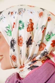 Çiçek Desenli Soft Pamuk Eşarp Pers Gülü - 4
