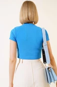 Fitilli Triko Crop Mavi thumbnail 3