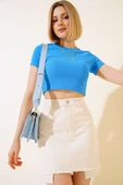 Gabardin Mini Etek Bej - 2
