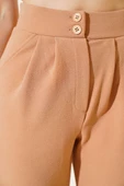 Düğmeli Dar Paça Pantolon Camel - 4