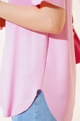 Oval Kesim T-shirt Pembe thumbnail 4