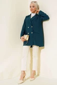 Çizgili Krep Ceket Zümrüt thumbnail 3