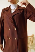 Çizgili Krep Ceket Kahve thumbnail 5