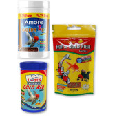 Amore Goldy Mix %37 Protein Japon Balığı Yemi 125ml, Lotus 100ml Kutu, AHM 50gr Pellet ZipPack - 1