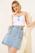 Boy Düğmeli Kot Etek Mavi thumbnail 1