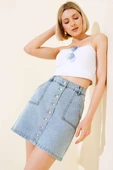 Boy Düğmeli Kot Etek Mavi thumbnail 2