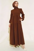 Dabıl Kat Kat Düz Elbise Kahve thumbnail 1
