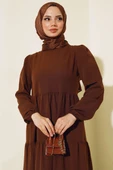Dabıl Kat Kat Düz Elbise Kahve thumbnail 2