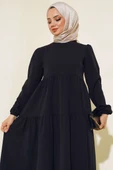 Dabıl Kat Kat Düz Elbise Siyah thumbnail 2