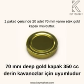 Twıst-Of 20 Adet 70 mm Yarım Etek Gold Cam Kavanoz Kapağı (20li) - 4