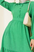 Patlı Keten Elbise Benetton - 4